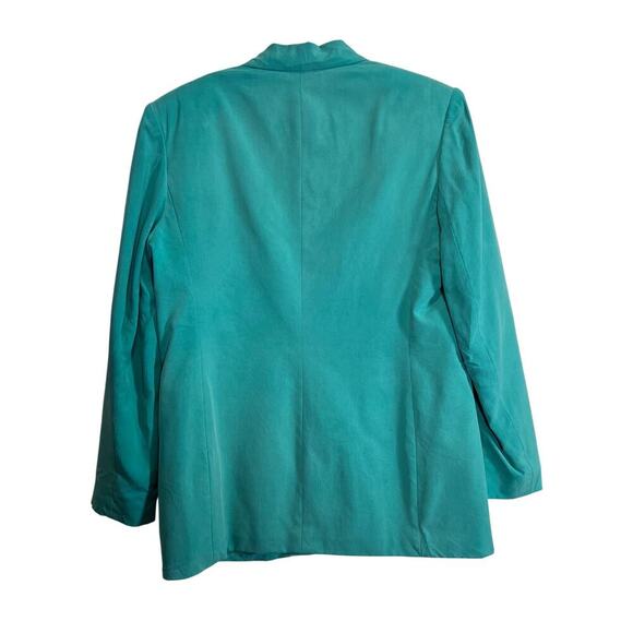 Talbots Vintage Size Size 10 Teal Pure Silk Woman’s 2 Piece Pant and Blazer Suit - Picture 6 of 16